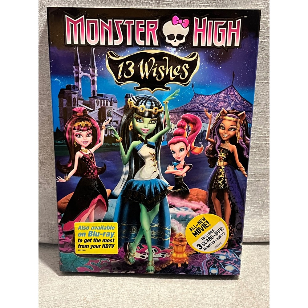 Monster High 13 Wishes DVD 2013 Animated Movie with 3 Shorts Universal Studios